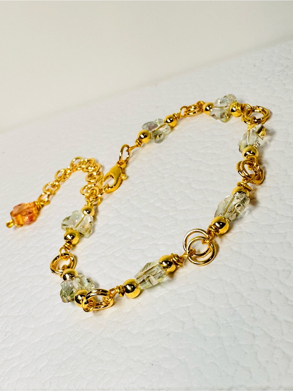 Swarovski Crystal beads Bracelet with Clear and Amber Accents - Picture 3 of 12